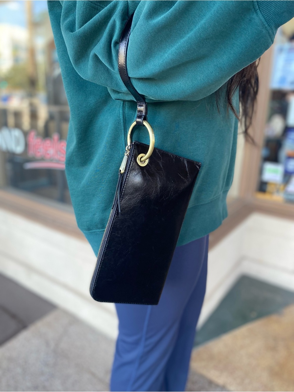 Hobo - Jett Wristlet in Polished Leather Black (NEW W/ BOX)